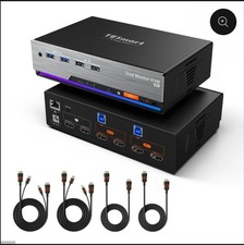 TESmart HKS202-M24-USBK 2-Port Dual HDMI KVM Switch 12V picture
