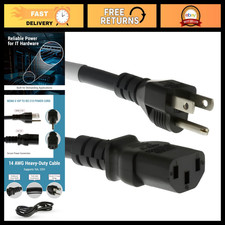 15ft Heavy Duty AC Power Cord, 14AWG NEMA 5-15P to C13, Durable & Reliable picture