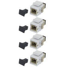 4 Pcs SC UPC Fiber Optic Simplex Multi Mode Keystone Jack Coupler Snap In Ivory picture