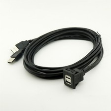 6FT Car Dashboard Flush Mount Dual USB 2.0 A Socket Extension Lead Panel Cable picture