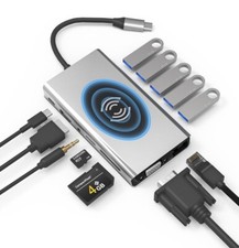 13-in-1 Docking Station with Wireless Charging, Multiport Adapter with HDMI, VGA picture