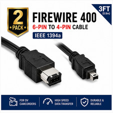 3FT Firewire 400 6Pin to 4 Pin Cable IEEE 1394a for DV Camcorder 2-Pack picture
