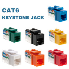 CAT6 Keystone Jack 8P8C 110 Punchdown RJ45 Ethernet 45 Degree Plug Pack LOT picture