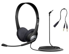 NEW CYBER ACOUSTICS AC-204 STEREO HEADSET 3.5MM PLUG SCHOOL/STUDENT/CLASSROOM picture