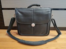 DELL Black Laptop Case Hardcase Briefcase LARGE CASE Adjustable Strap Leather picture