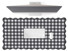Scalloped‌ Black Desk Mat Checkered Gingham Cute XXL Large Gaming Pad Kawaii ... picture
