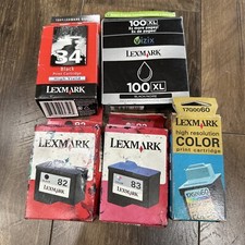 Lot Of 5 Lexmark 100 XL Genuine Black ink 100xl;82 Bk; 83 Tricolor; 34 Bk; 17G00 picture
