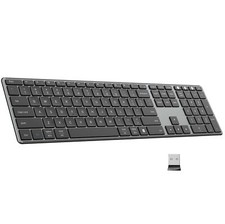 AUSDOM 2.4G Wireless Bluetooth Keyboard Full Size, Quiet Slim Multi-Device Re... picture