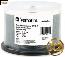100-Pak =16X= VERBATIM DataLifePlus =WHITE THERMAL HUB= DVD-R's  Verbatim 95211 picture