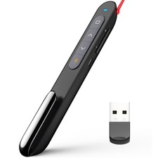 Rechargeable Presentation Clicker for PowerPoint 328ft Range Red USB-A picture