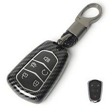 For Cadillac Key Fob Cover, Premium Hard ABS Carbon Fiber Pattern Car Key Cas... picture