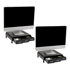 MIND READER MONITOR STAND, 3 STORAGE DRAWERS, DESKTOP ORGANIZER, 13.5