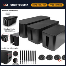 Cable Management Box Set - 3 Pack Cord Hider & Power Strip Cover, Child Safe, Bl picture