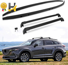Roof Rails Cross Bars For Mazda CX-9 CX9 2016-2023 Lockable Cargo Rack Set Black picture
