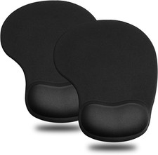 Ergonomic Mouse Pad with Gel Wrist Rest 2 Pack, Portable Small Black | Upgraded- picture