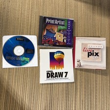 COREL DRAW 7 2 CD (2 Disk) 1998 plus Live pic 2.0 deluxe + Print artist lot of 4 picture