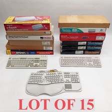 Assorted Vintage Computer Keyboard Logitech Microsoft Compaq HP Inland LOT 15 picture
