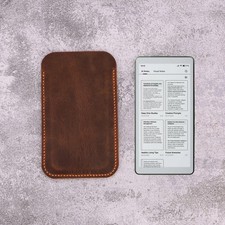 Handmade Full Grain Leather Sleeve Case for Viwoods AI Paper Reader picture