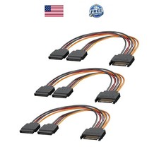 Mbiydeg 3-Pack 15 Pin SATA Power Splitter Cable, 8 Inch Sata Male to 8 inches picture