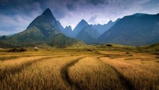 Landscape nature mountains clouds vietnam field trees Custom Gaming Mat Desk picture