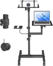 2 Shelves Mobile Projector Stand, Rolling Laptop Stand Adjustable Height to 47 I picture