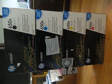 GENUINE SET 4 HP 650A TONER CARTRIDGES CE270A CE271A CE272A CE273A CP5525 SEALED picture