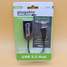 Plugable USB2-2PORT USB 2.0 2-Port Ultra Compact Hub 480Mbps New Sealed picture