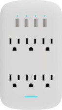 6 Outlet Wall Tap Surge Protector w/ 4 USB Ports 490J picture