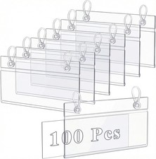 100 Pack Plastic Wire Shelf Label Holders, 4