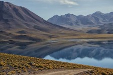 Landscape lake andes chile volcano mountains nature Custom Gaming Mat Desk picture