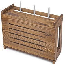 BEARUT Wooden Router Shelf Wall Mount WiFi Router Storage Box Modem Cable Router picture