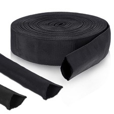 33 FT Nylon Hydraulic Hose Protector Sleeve Black Protective Cover Hose Sheat... picture
