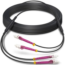 15ft/5m Armored OM4 LC to LC Fiber Patch Cable Multimode Duplex, LSZH Black picture
