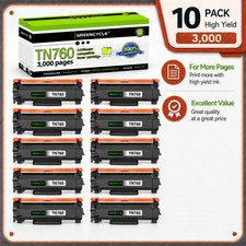 10PK TN760 Toner Cartridges for Brother MFC-L2710dw HL-L2730DW MFC-L2750DW TN730 picture