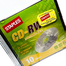 Vtg Staples 10 Rewritable Disks CD RW 4x Speed 80 Minutes 700 MG picture