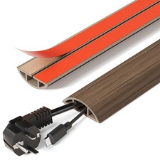 DELAMU 5ft Self-Adhesive Floor Cord Cover, 1.2''W Cord Hider, WalnutWood | Co... picture