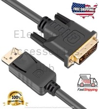 100X Lot 6,10ft Gold Plated DisplayPort to DVI-D Male Dual Link Adapter 1080p picture