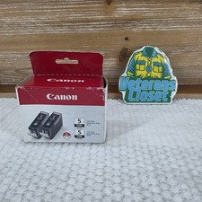 Genuine Canon PGI-5 PGBK Black Ink Cartridge 2PK Twin Pack OEM Sealed New picture