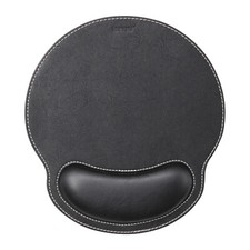Leather Mouse Pad w Wrist Rest Support & Ergonomic Non-Slip Base - Black picture