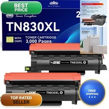Toner Kingdom Compatible TN830XL TN830 Toner for Brother Printer (2 Black) picture
