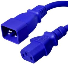 20 PACK LOT 2ft IEC C20 - C13 Blue Power Cord 14AWG 15A/1875W 100-250V 0.6M picture
