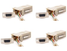 4 Pack DB9 Female to RJ45 Modular Adapter Connector Plug Serial RS-232 Ivory picture