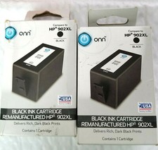 Lot of 2 Onn Black Ink Cartridge Compatible With HP 902XL NEW in Box picture