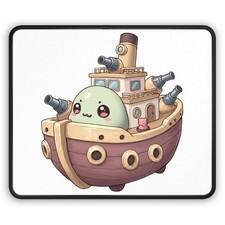 Kawaii Pirate Ship Gaming Mouse Pad | Cute Vessel, Cannon Design picture