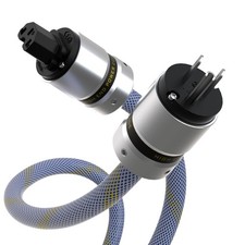 4N OFC Copper AC Power Cord 12AWG Nylon Braid Power Cords,Rhodium Plated 3 Pr... picture