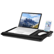 Home Office Lap Desk with Wrist Rest, Pad, and Holder - Black Carbon - Fits U... picture