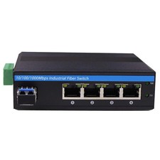 Harsh Outdoor 5-Port Gigabit Ethernet Fiber Converter, Industrial DIN-Rail Ne... picture