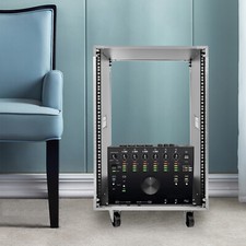 19 Inch 16U 4 Post Server Rack Open Frame Rolling Network Data Rack w/ Casters picture