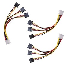 3 Pack 4Pin Molex to 3X Sata 15Pin Splitter Connector Power Supply Cable Adap... picture