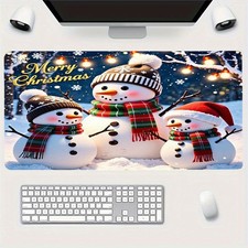 Cute Snowman Christmas Mouse Pad - Festive Holiday Desk Mat with Merry Christm picture